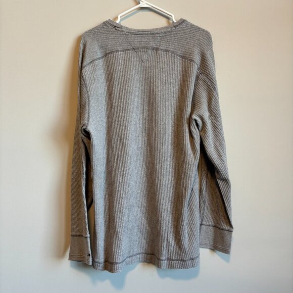Tommy Hilfiger Men's Large Long Sleeve Ribbed Thermal Gray Layering 90s Vibe - Picture 8 of 12